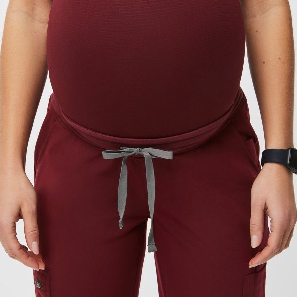women s Burgundy Yola™ Maternity - Petite Skinny Scrub Pants on Sale - Image 5
