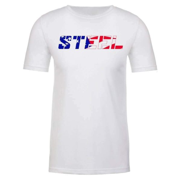 STEEL USA Flag White Performance T-Shirt Sale